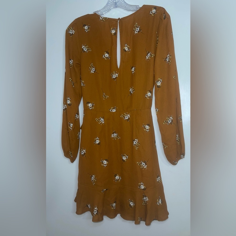 Abercrombie & Fitch Brown Floral Long Sleeve Mini Dress - Size XS. - Picture 2 of 6